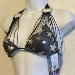 NWT Silver Star Cage & Ring Festival Bikini Top
